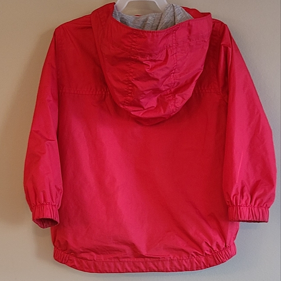 Red hooded lined zip up windbreaker jacket - Picture 2 of 5